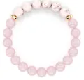 Elegant natural rose quartz and white turquoise beaded bracelet with golden spacer accents - Pink Zebra and Rose Quartz (Without Oil)