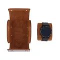 Brown PU leather watch travel case with soft velvet interior and removable cushion pillow. - 1 Slot / Brown