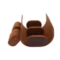 Premium brown PU leather 3-slot watch roll organizer with soft suede lining and pillows - 2 Slots / Brown