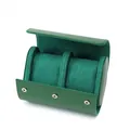 Luxury 3-slot emerald green PU leather watch roll travel case organizer for storage - 2 Slots / Green