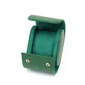 Premium green PU leather single watch roll travel case with soft suede interior lining - 1 Slot / Green