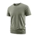 Professional men's athletic outdoor sports quick-drying short-sleeved t-shirt in olive green - 7XL / Round Neck Style / Army Green (9937)