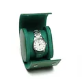Premium green PU leather single watch roll storage case with soft velvet lining for travel - 1 Slot / Smooth Cyan Blue