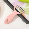 Pink multi-functional Y-shaped vegetable and fruit peeler with metal blade - Stainless Steel Style / Pink
