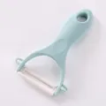 Durable light blue ceramic Y-shaped vegetable and fruit peeler with ergonomic handle - Ceramic Style / Blue