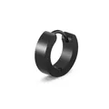 Minimalist matte black hoop earring with sleek circular design for a trendy look. - 4*9mm / Black