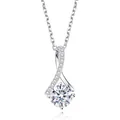 Silver-toned stainless steel necklace with sparkling zircon mermaid tail pendant - White Gold Pendant and Necklace Chain