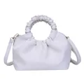 Elegante borsa a tracolla in pelle PU bianca con esclusivo manico circolare a pieghe - Bianco