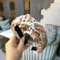 Fashionable rose gold sequin knotted headband for women, elegant wide hair accessory - Champagne