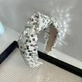 Sparkling silver sequin knotted headband fashion hair accessory for elegant styling - 4# Beige