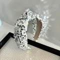 Silver sequin knotted headband with a retro style for high-volume hair styling. - 4# White