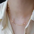 Minimalist 14K gold plated chain necklace with delicate disc details for daily wear - 38+5cm Flattened Chain Necklace / Gold