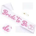 Weiße Satin-Schärpe Bride to Be mit pinkem Glitzer für die Hochzeitsfeier - Weiß mit rosa Glitzer (Stil 1) / 160 cm x 9,5 cm