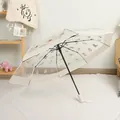 Automatic 3-fold transparent umbrella featuring cute dog prints and a cream trim - Automatic / Pets Cat & Dog Pattern