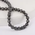 Natural volcanic lava stone beads with dark grey electroplated finish for jewelry making - 4mm / Gun Black