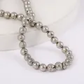Silver plated natural lava stone round loose beads for DIY jewelry making - 4mm / White K/Silver