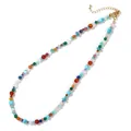 Collier de perles en pierres semi-précieuses colorées avec chaîne en or réglable - Style de Perles Mixtes Rondes et Facettées Colorées (B-N24042401A)