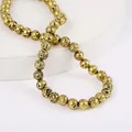 Perle in pietra lavica naturale placcata oro di alta qualità per creazione gioielli DIY - 4mm / Oro Antico