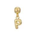 Polished gold bubble letter P pendant charm for minimalist DIY necklace jewelry - Pendant Only (Without Chain) / Gold (Initial P)