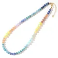 Collier en perles de pierres semi-précieuses avec chaîne d'extension dorée réglable - Style de Perle en Disque Colorée et Espacement Bleu (B-N24062011A)
