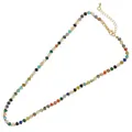 Collier de perles en pierres semi-précieuses colorées avec chaîne dorée ajustable - Style de Perles en Pierre Carrées et Rondes Colorées (B-N23031601A)