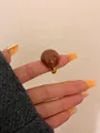 Elegante anello a guscio d'uovo in smalto cioccolato caramello dorato donna - Caramello (R-558)