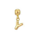 Gold-plated bubble letter Y pendant charm with polished finish for DIY jewelry making - Pendant Only (Without Chain) / Gold (Initial Y)
