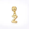 Shiny gold-plated bubble letter Z charm pendant for DIY custom jewelry necklaces - Pendant Only (Without Chain) / Gold (Initial Z)