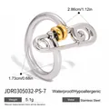 Stainless steel safety pin ring with size measurements and weight specifications detail. - Two-Tone Spliced Safety Pin Style (A02)