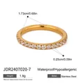 Detailed view of gold stainless steel ring with width and diameter measurements specifications - Half Eternity Band with Micro-set Zirconia (A07)