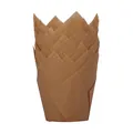 Stack of brown tulip cupcake liners made of natural greaseproof baking paper material - Pack of 50 / Kraft Color