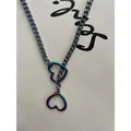 Collana a Y punk catena cubana arcobaleno con ciondolo a cuore - Standard / Cuore Iridescente (10mm 85cm)