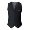 Classic slim-fit single-breasted suit vest for men in black, formal business waistcoat - 3XL / Tops / Black with White Stripes