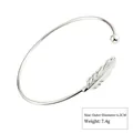 Elegante zilverkleurige open armband van legering met veer en 6,5 cm diameter - Veer (Stijl 1 Dik Zilver)