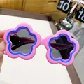 Lunettes de soleil mignonnes en forme de fleur rose et bleu pour enfants et bébés - Rose