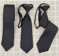 Corbatas clásicas de color negro liso en varios estilos incluyendo cremallera y manual - 3XL / Corbata