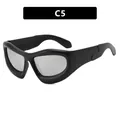 Futuristic Y2K oversized bubble sunglasses in matte black with silver mirrored lenses - As Shown / Black Frame Silver Mirror