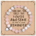 Rose quartz white turquoise beaded bracelet heart charm gift card reminder. - Rose Quartz White Turquoise Heart Protection