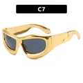 Futuristic Y2K oversized gold bubble sunglasses with metallic frame and dark lenses - As Shown / Gold Frame Grey Lens