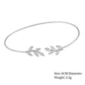 Elegant silver-tone open bangle bracelet featuring a delicate leaf and feather design. - Style 2 Silver