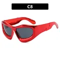 Y2K oversized bubble sunglasses in metallic red finish for a trendy hip-hop style - As Shown / Red Frame Grey Lens