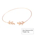 Elegant rose gold adjustable open bangle bracelet featuring delicate leaf motif ends for women - Style 2 Rose Gold
