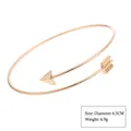 Minimalist gold-finished alloy open bangle featuring unique Cupid's arrow design - Arrow (Style 3 Gold)