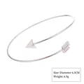 Minimalist silver alloy open bangle bracelet with arrow design, 6.5cm diameter - Style 3 Silver