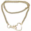 Fashionable gold-toned Cuban link necklace with a heart-shaped punk style clasp for women - Standard / Gold (10mm 85cm)