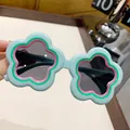 Flower-shaped baby sunglasses in light blue with pink accents for toddlers and kids - Mint Green