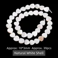 Natürliche weiße herzförmige Muschelperlen 10x3mm für DIY Schmuckherstellung Zubehör - Herz / 10*3mm / Weiß