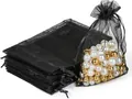 Gran paquete de bolsas de organza negra con cordón para empaque de joyas y regalos - Negro; 5*7cm