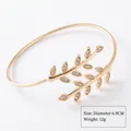 Elegant gold-tone leaf bangle bracelet for women with rhinestone details - Rhinestone Leaf (Style 5 Gold)