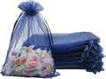 Bolsas de organza azul oscuro con cordón para caramelos joyas y empaque de regalos - Azul Oscuro; 5*7cm